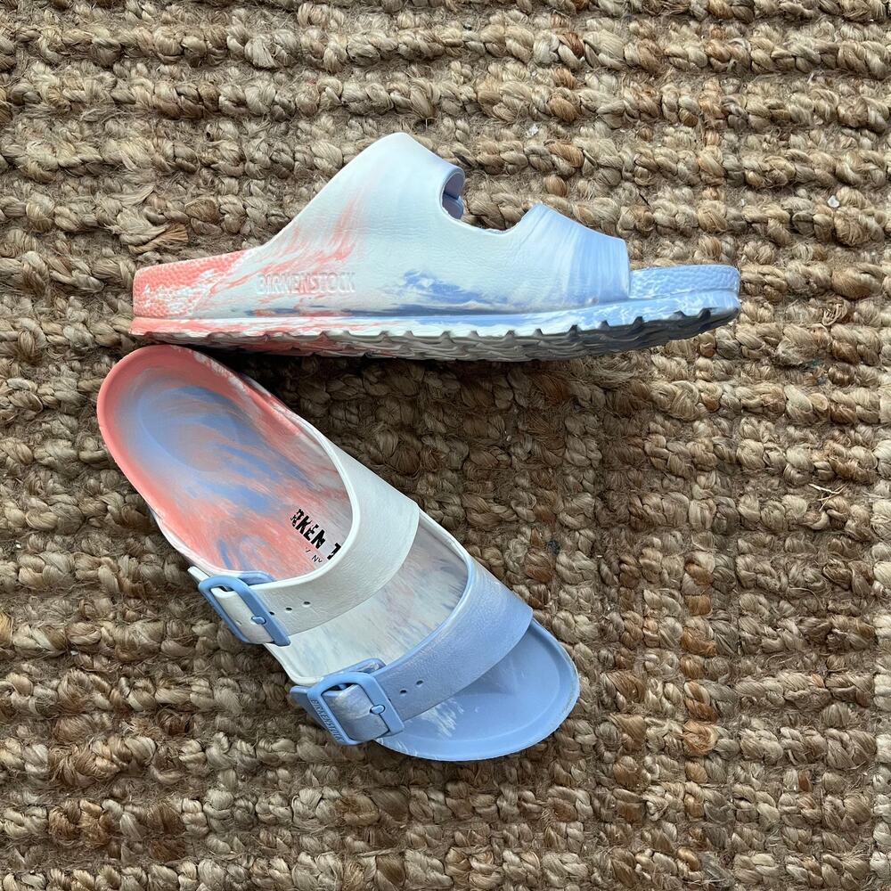 Birkenstock Arizona EVA Marble Tie Dye Sandals Pink Blue White EU 38 US 7 Rare